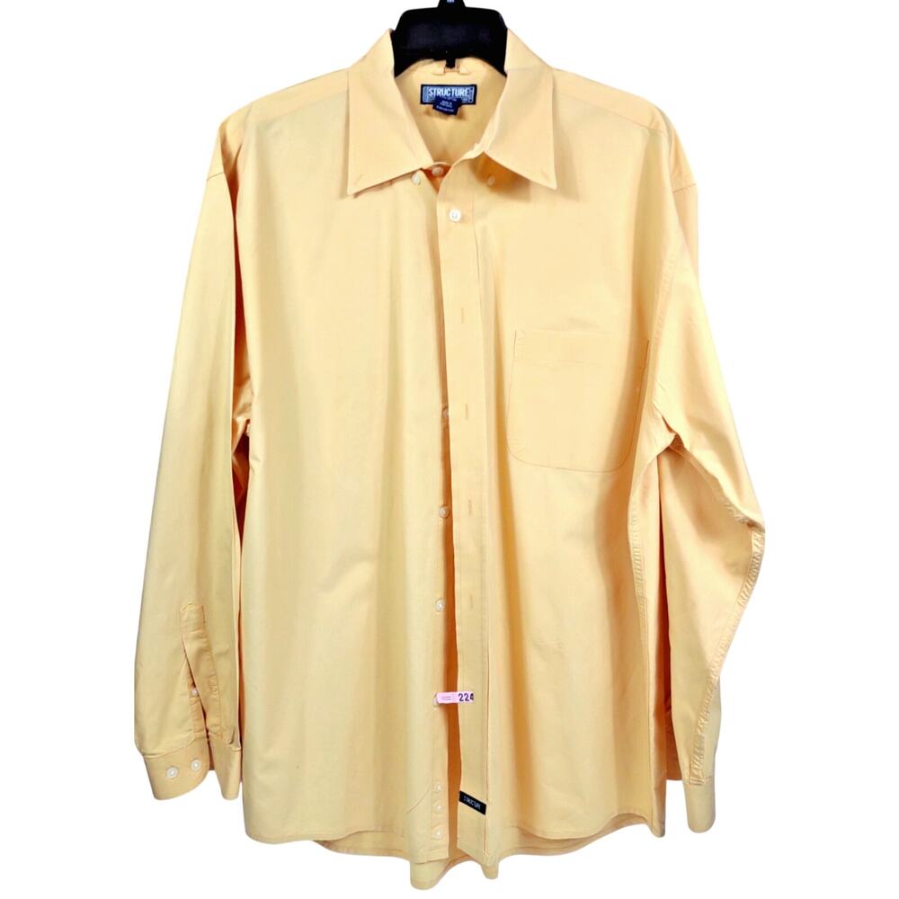 Structure Mens Long Sleeve Button Down Dress Shirt Large 100% Cotton UEC
